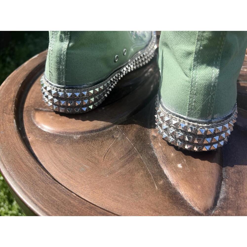 NAN KU Couture Cruise Studded High Top Sneakers Distressed Green Size 40 US 9 - Picture 7 of 15